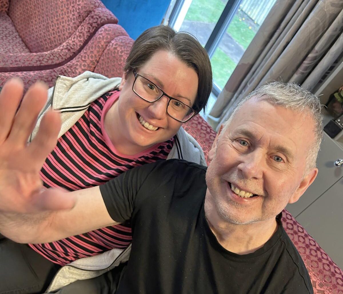 Michaela with her Dad, who lives with dementia at Manor Grange Care Home